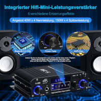 HiFi zesilovač S-288 600W mini Bluetooth stereo audio zesilovač receiver 12V/220V 4 kanály digitální koncový zesilovač s LCD dis